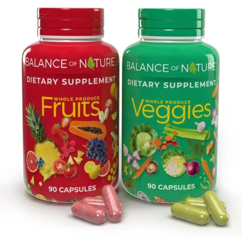 Balance of Nature Fruits & Veggies Supplements – Whole Food Capsules for Men, Women & Kids (90 Fruit + 90 Veggie Capsules)