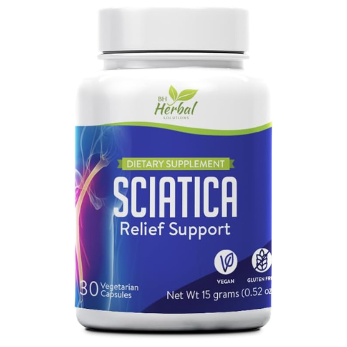 Sciatica Nerve Relief Support Supplement – Natural Formula for Back, Hip & Leg Comfort and Mobility 30 Capsules