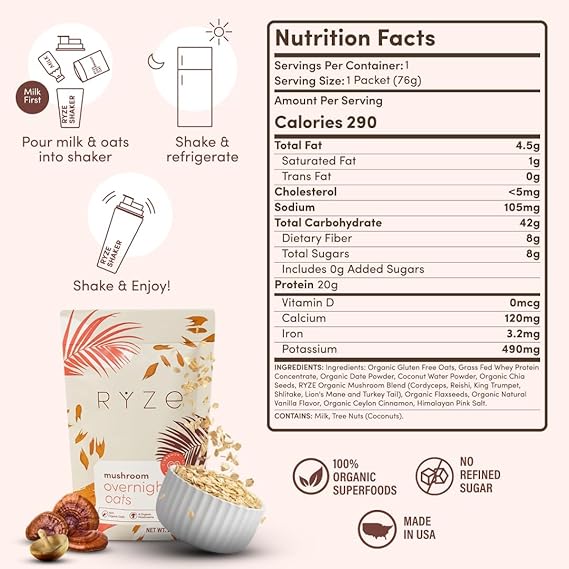 Ryze Mushroom Coffee – Medium Roast, 30 Servings, Organic Superfoods Blend for Energy, Focus & Immunity