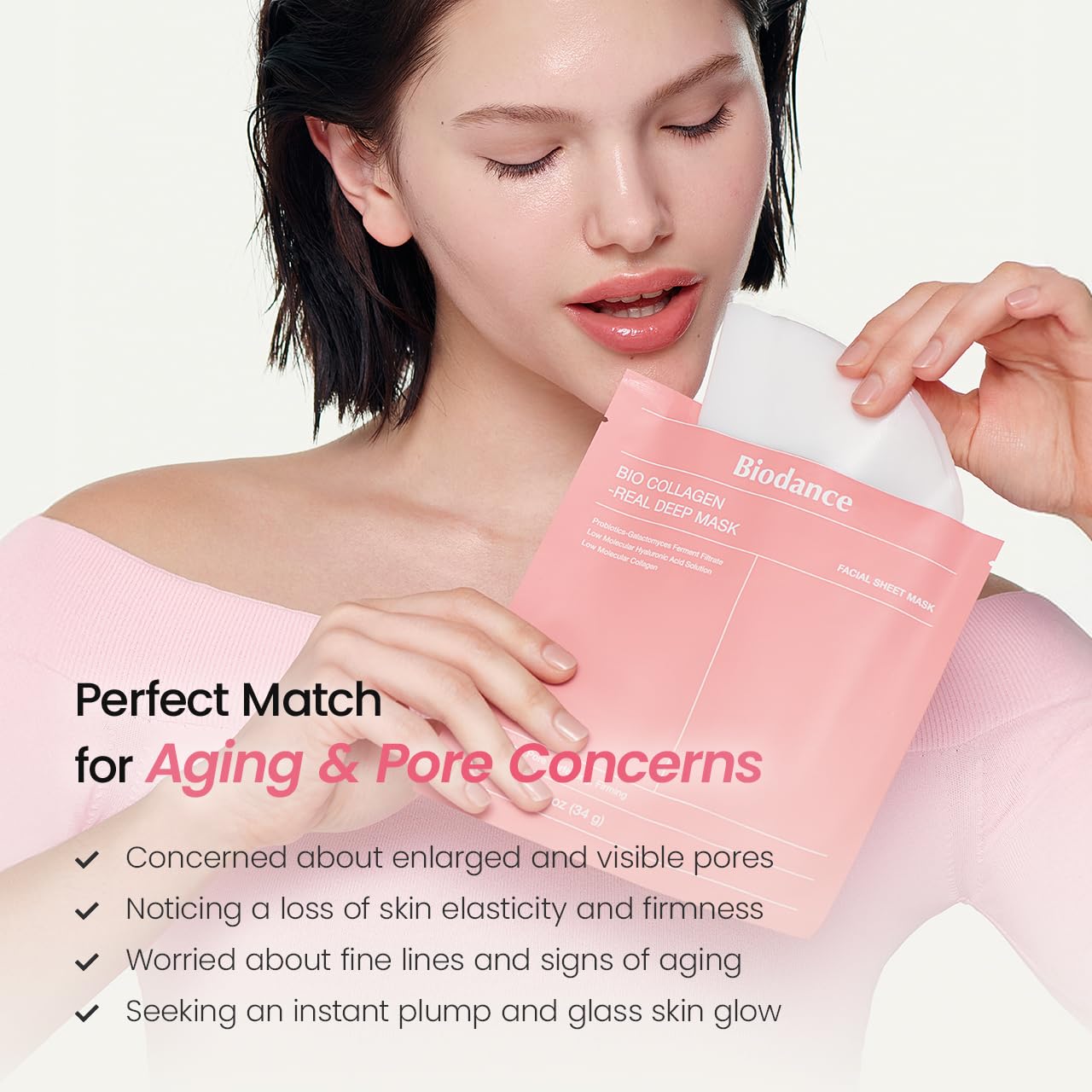 Hydrating Overnight Hydrogel Collagen Face Mask, Pore Minimizing & Elasticity Boosting, Deep Moisturizing & Plumping Skincare Treatment, Travel-Friendly Self Care Essential (1 Pc, 34g)