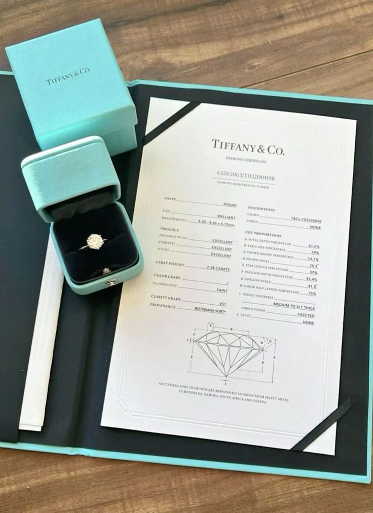 100% Authentic Tiffany & Co Engagement Ring Box + Outer Box+Ribbon