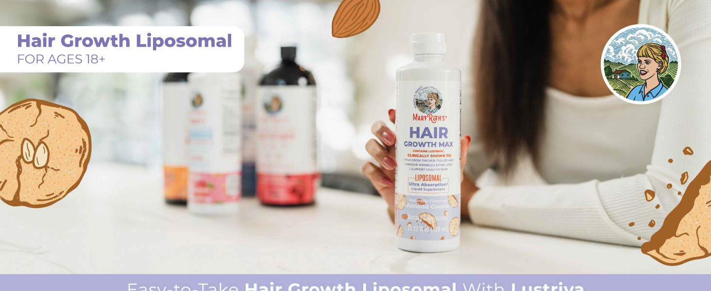 MaryRuth Organics Women’s Hair Growth MAX Liposomal – Lustriva® + Biotin 10000mc banner 1