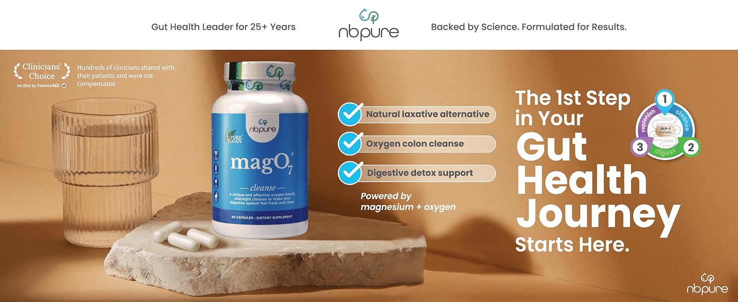 nbpure MagO7 - Natural Colon Cleanse & Detox Supplement for Constipation Relief, banner 1