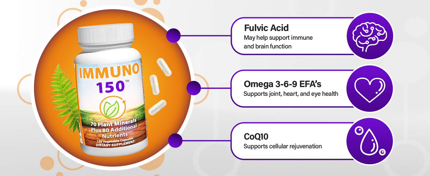 Immuno 150 Immune Support Supplement | 70 Plant Minerals, 13 Essential Vitamins banner 2