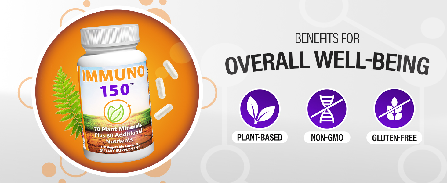 Immuno 150 Immune Support Supplement | 70 Plant Minerals, 13 Essential Vitamins banner 3