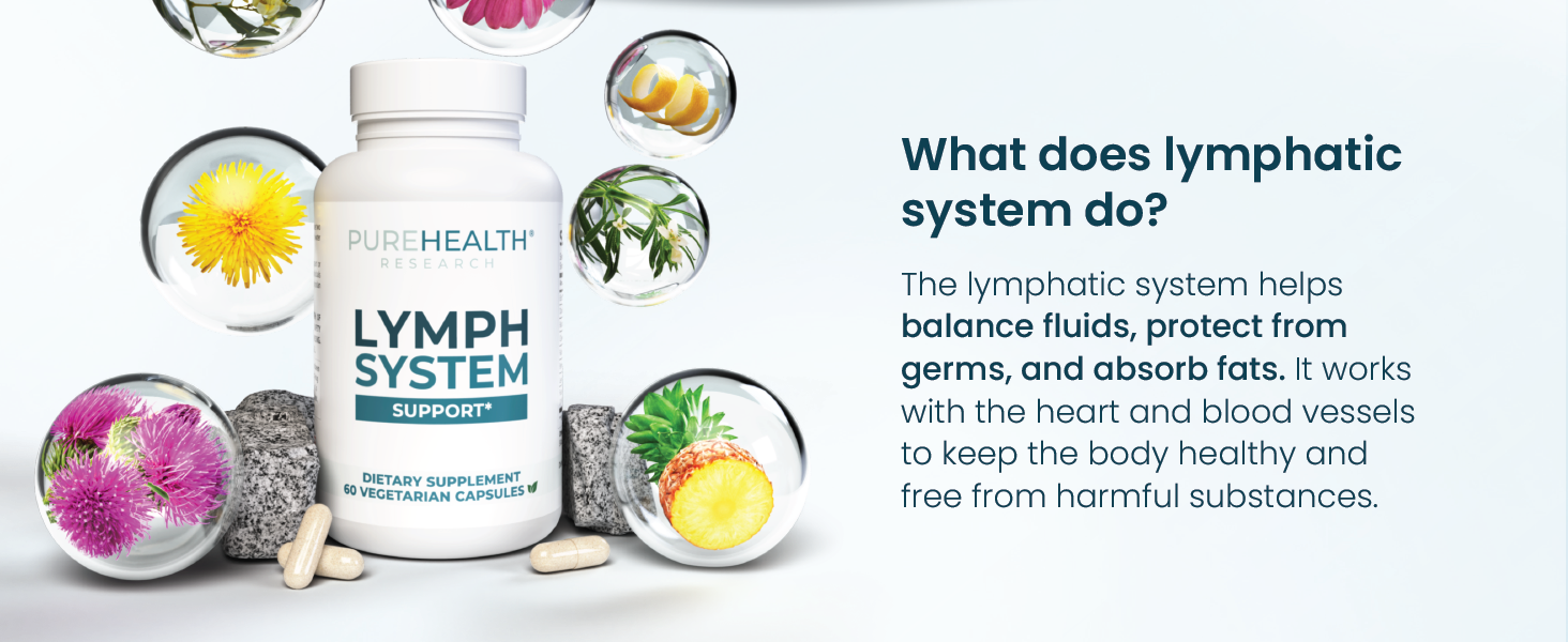PUREHEALTH RESEARCH Lymph System Support – Lymphatic Drainage Supplement with Da banner 2