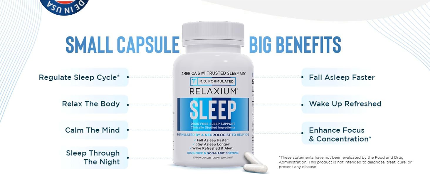 Relaxium Sleep Aid for Adults – Melatonin 5mg with Magnesium Glycinate, Valerest banner 2