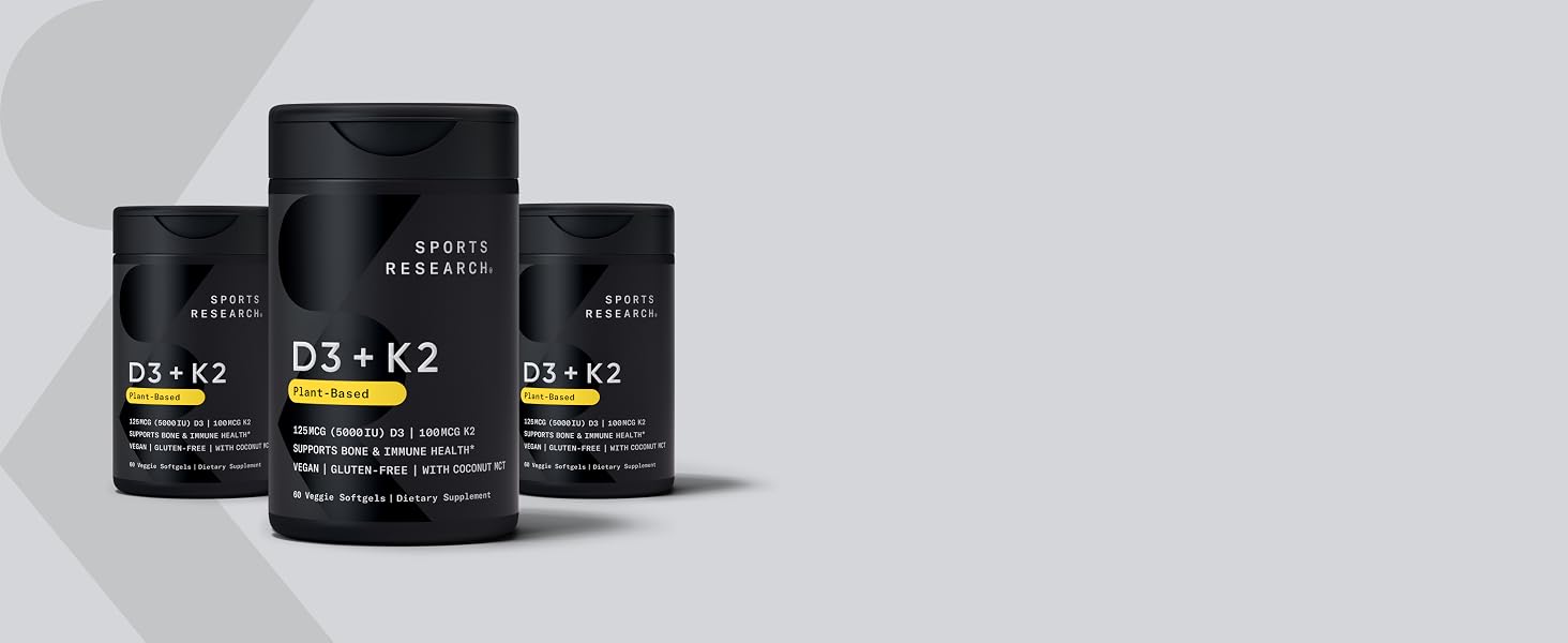 Sports Research® Vitamin D3 + K2 with Coconut Oil – Vegan D3 5000 IU & MK7 K2 10 banner 1