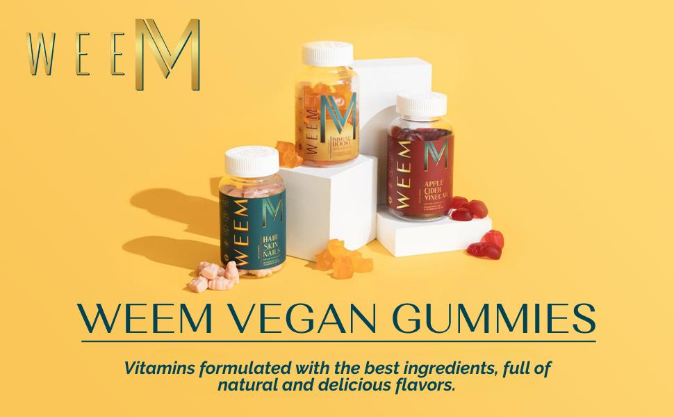 WEEM Hair, Skin & Nails Gummies – Vegan Biotin Vitamins for Women & Men | Suppor banner 1