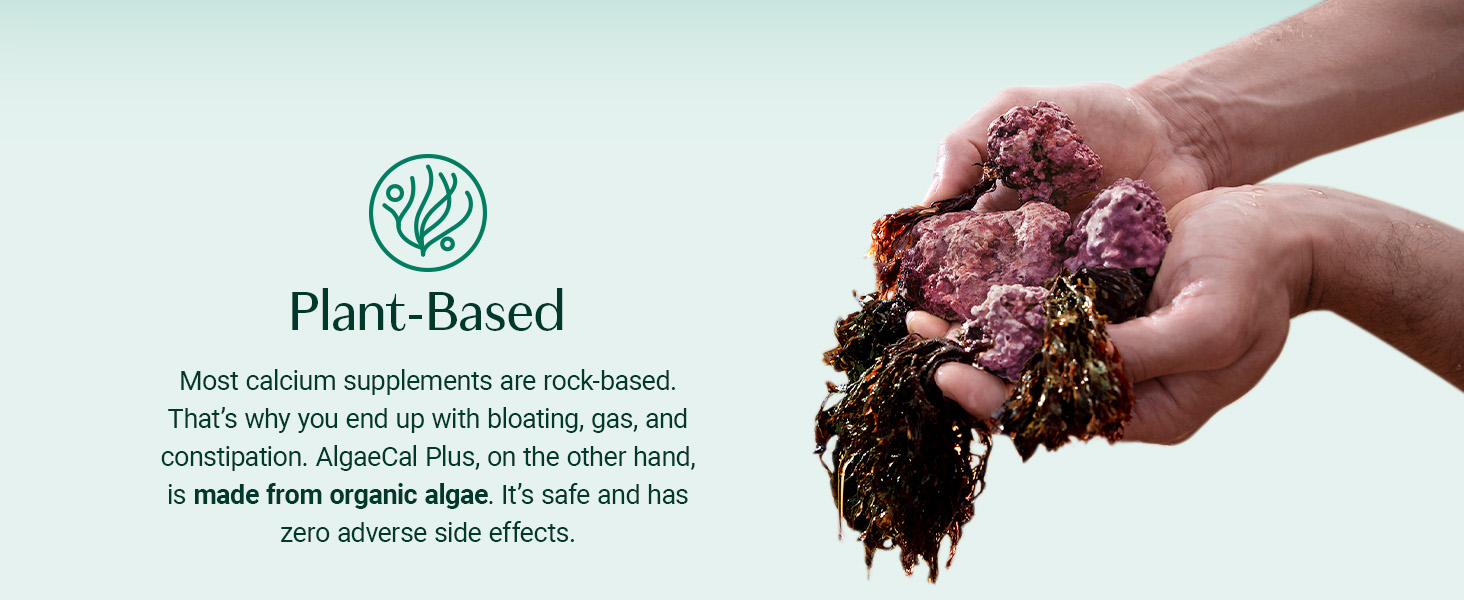 AlgaeCal Organic Red Algae Calcium with Vitamin K2, D3, Magnesium & Trace Minera banner 5