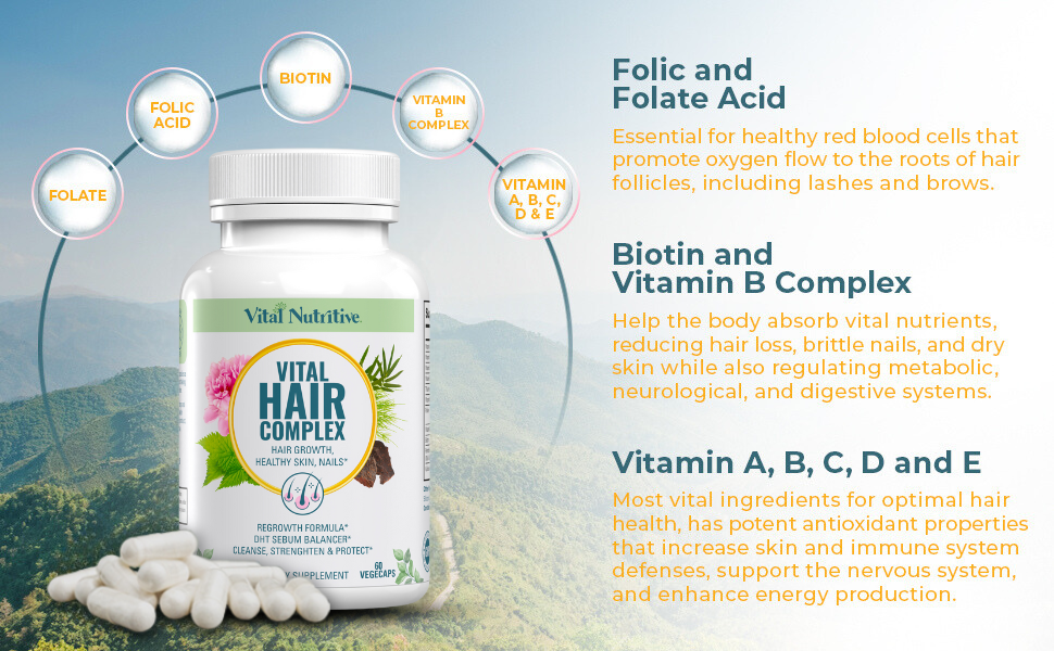 VITAL NUTRITIVE Vital Hair Complex – Biotin & Vitamin B Hair Supplement for Wome banner 2