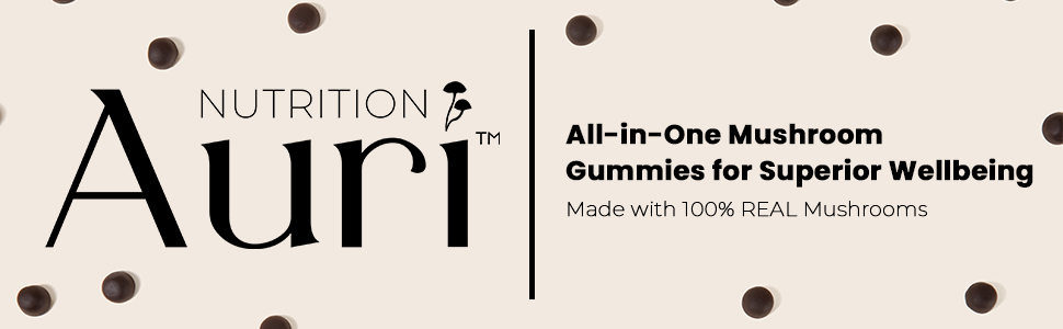 Auri Super Mushroom Daily Gummies – All-in-One Functional Gummies with 12 Mushro banner 1