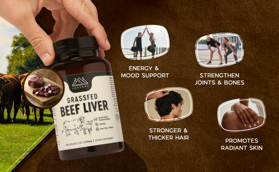 Lonvera Grass-Fed Beef Liver Supplement 3000mg – Freeze-Dried Desiccated Organs banner 2