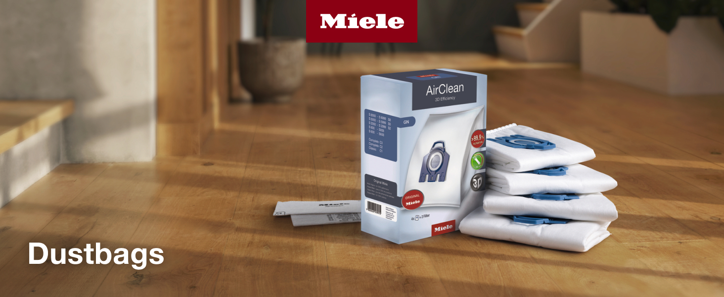 Miele 10123210 AirClean 3D Efficiency Dust Bags – Type GN, 4 Bags & 2 Filters, H banner 1