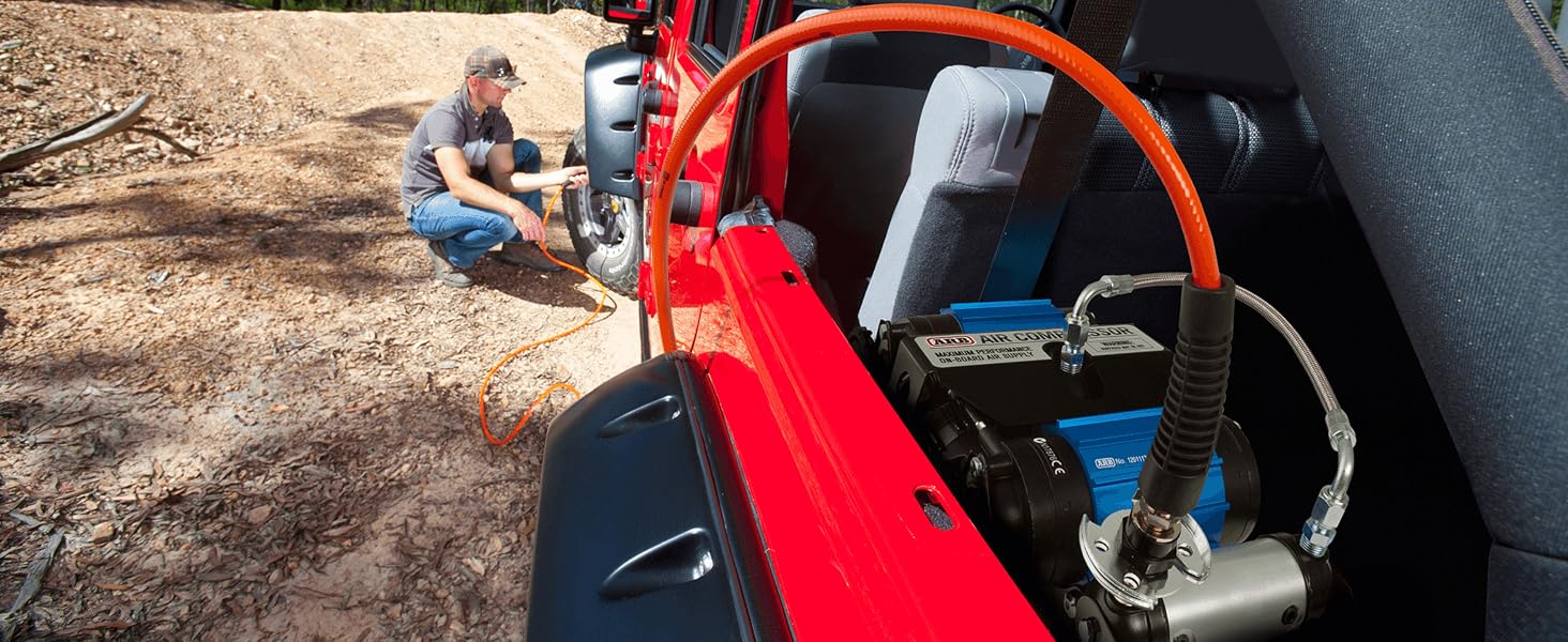 ARB 171302 Portable Tire Inflation Kit – 18 ft Air Hose with Accessories, Quick banner 3
