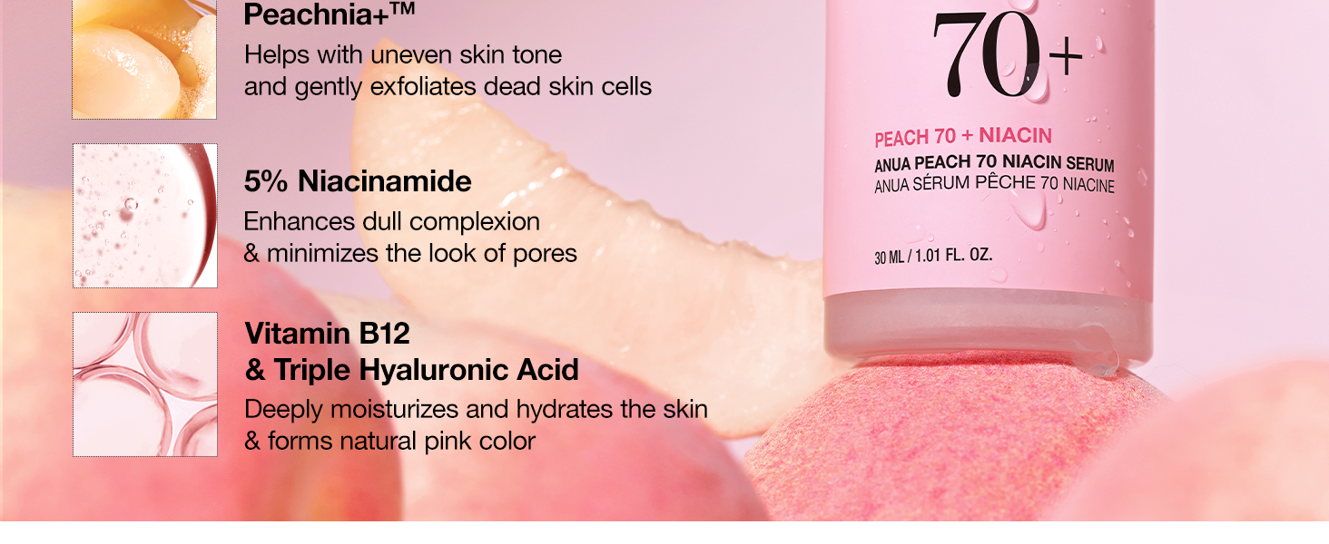 Anua Peach 70 Niacinamide Serum 30ml (1.01 fl oz) | Brightening & Hydrating Face banner 3
