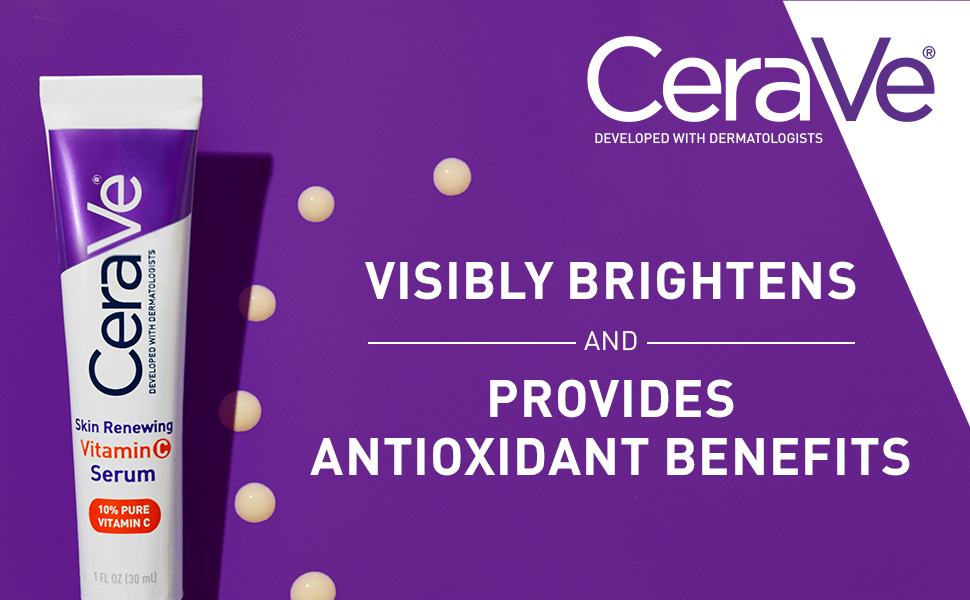 CeraVe Vitamin C Serum 10% with Hyaluronic Acid – Brightening Face Serum, Fragra banner 1