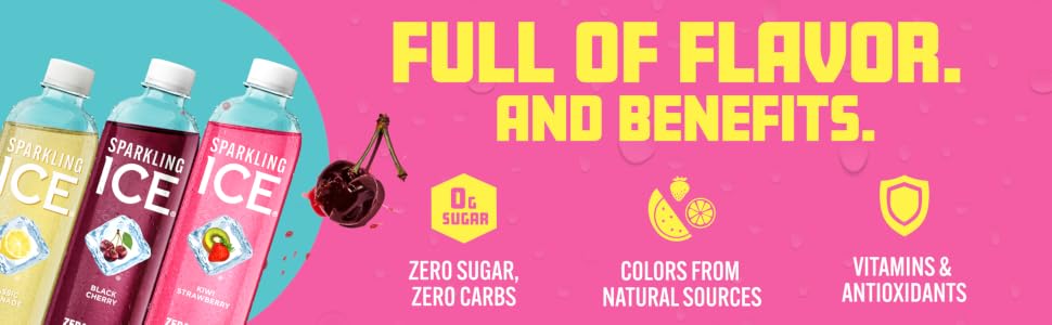 Sparkling Ice, Black Raspberry Sparkling Water, Zero Sugar Flavored Water, with Vitamins and Antioxidants, Low Calorie Beverage, 17 fl oz Bottles (Pack of 12) banner 3