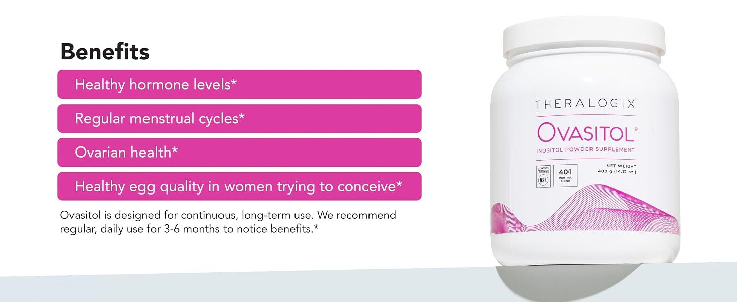 Theralogix Ovasitol Inositol Powder 400 g – Myo & D-Chiro Inositol for Hormone Balance & Ovarian Support (90-Day Supply) banner 2