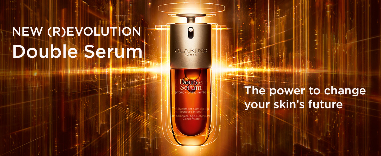Clarins Double Serum Anti-Aging Face Serum – Firming, Smoothing & Radiance Boosting with 24H Hydration for All Skin Types 1.7 fl oz banner 1