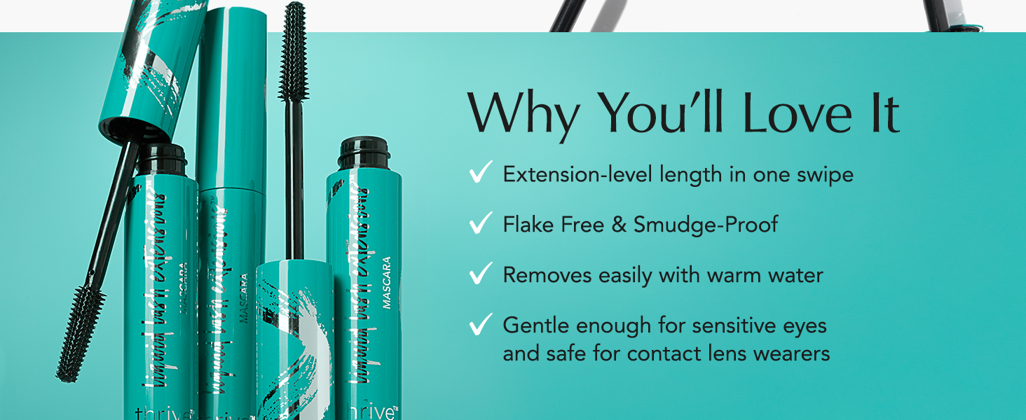 Thrive Causemetics Liquid Lash Extensions Mascara 0.38 oz – Lengthening Volumizing Tubing Mascara, Smudge Proof & Vegan Rich Black banner 2
