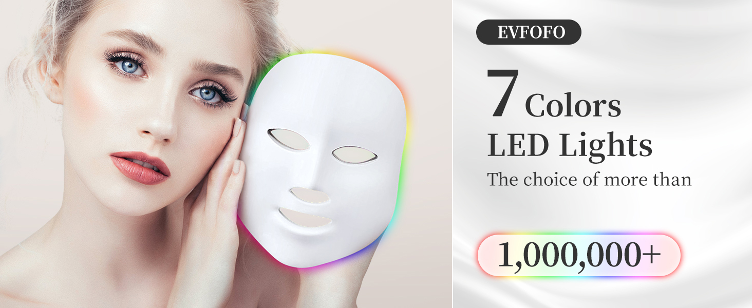 Led Face Mask Light Therapy, Red Light Therapy for Face, 7-1 Colors LED Facial Skin Care Mask without nack banner 1