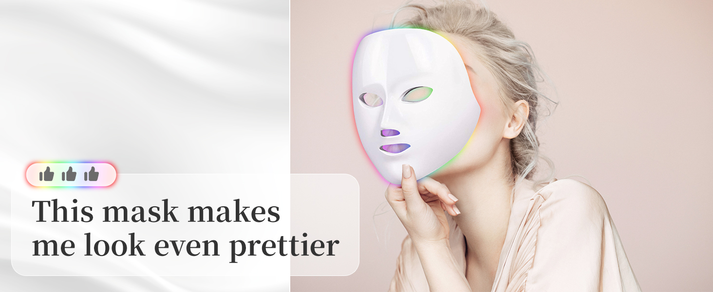 Led Face Mask Light Therapy, Red Light Therapy for Face, 7-1 Colors LED Facial Skin Care Mask without nack banner 5