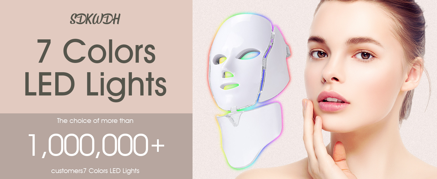 comfort led Light Therapy for Face, Led Face Mask Light Therapy, 7-1 Colors LED Facial Skin Care Mask with nack banner 1