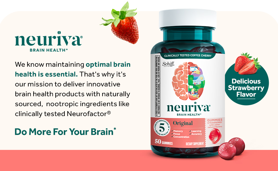 NEURIVA Original Brain Supplement 50 Gummies – Boost Memory, Focus & Concentrati banner 1